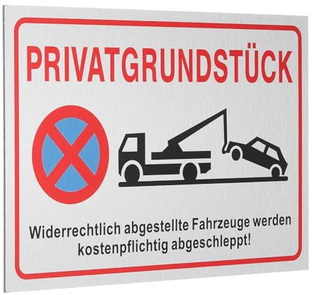 QUARKZMAN Parken Verboten Schild 30 x 20 cm Privatgrundstück Aluminium PVC Verbundplatte Warnschilder Parkende Fahrzeuge Parkplatzschild Hinweisschilder für Privatparkplatz Weiß