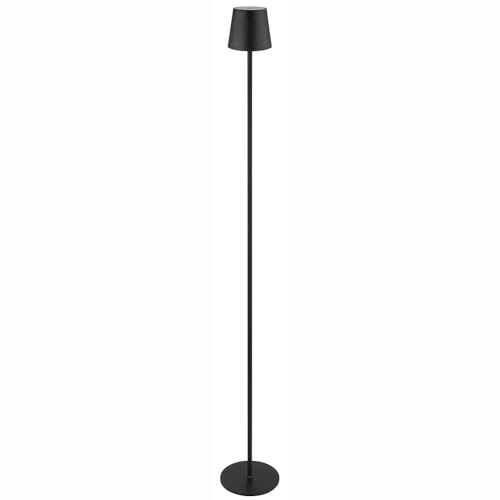 Stehlampe Stehleuchte Beistelllampe Gartenleuchte Außenleuchte Terrassenlampe, Metall Kunststoff schwarz, Touchdimmer Akku, LED 3W 130Lm 3000K warmweiß, H 120 cm