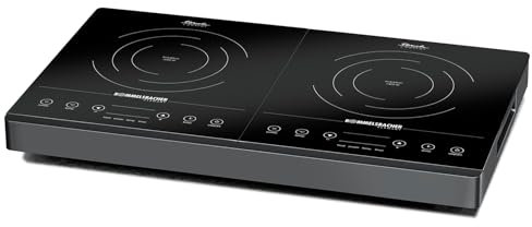 ROMMELSBACHER Doppia piastra di cottura CT 3402/IN, induzione, vetroceramica, touch control, rilevamento topfer, 10 livelli di potenza, 10 livelli di temperatura 60-240 °C, timer, maniglie, ventola