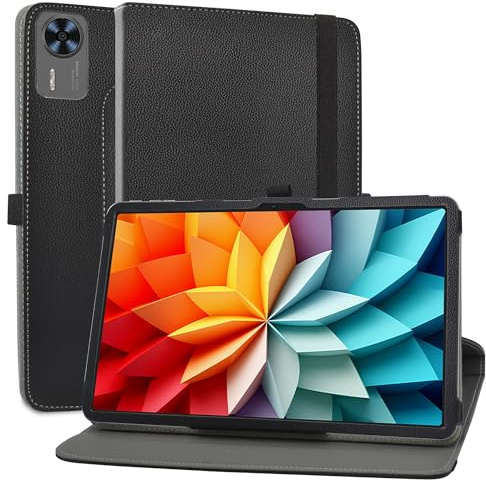MAMA MOUTH Kompatibel mit DOOGEE T36 hülle,360° Drehbarer Stand Cover Premium Schutzhülle Tasche Etui mit Ständerfunktion Case für DOOGEE T36 / Blackview Mega2 / OSCAL Pad 100 12 Zoll Tablet,Schwarz