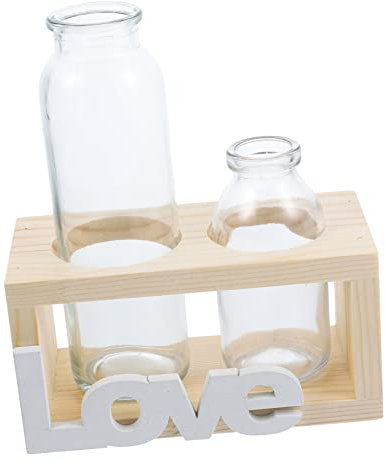 Toddmomy Glas Vasen Im Nordischen Stil Mit Holzständer Dekoratives Tisch-Terrarium Für Zimmerpflanzen Pflanzenhalter Aus Hochwertigem Glas Für Heimdekoration