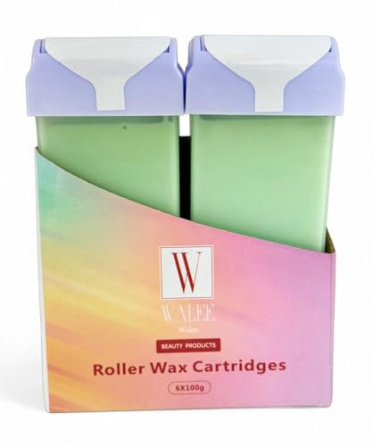 Walee Roller Wax Cartridge Refill Depilatory, Roll on Wax Cartridge roller Honey, Pink, Aloe Vera, Tea Tree- (6 x 100ml) (100ml x 6, Tea Tree)