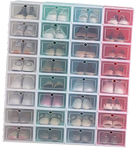 INOOMP Caja De Zapatos Transparente Apilable 6 Unidades Talla s Rosa Gruesa De Plástico para Organizar Armarios y Guardar Calzado