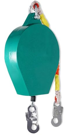Dispositivo de protección retráctil de metal contra caídas con gancho de acero, cable de seguridad duradero (20 m de carga de 500 kg), equipo fiable de detención de caídas para construcción y uso