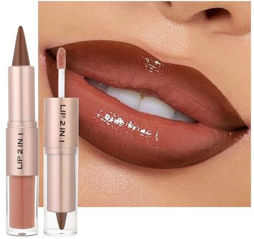 Erinde 2-en-1 Perfilador de Labios & Brillo de Labios, Labial Hidratante y Perfilador Mate, Alta Pigmentación, Larga Duración, Fórmula Nutriente para Labios Más Voluptuosos. #06