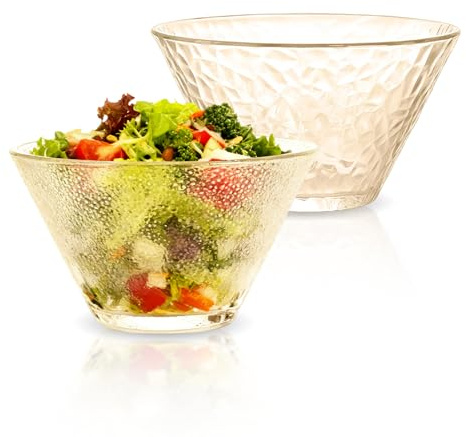 Tianher Saladier, 2 Pièces Saladier Verre Saladiers Modernes De Haute Qualité Rond 14.4 cm Empilable Parfait Pour Servir Salades Desserts Et Fruits (Marron)