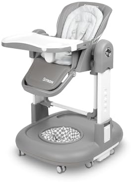 CARETERO - Sitron Seggiolone 3 in 1 - Seggiolone Regolabile, Ergonomico e Girello per Bambini, Sicurezza e Comfort, Vassoio Rimovibile, Altezza Regolabile -Grigio