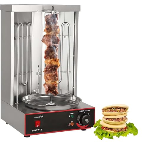 Rôtissoire Verticale, Gril À Shawarma, Four À Kebab Rotatif À 360°, Température Réglable De 50-300 °C, 2 Brûleurs Pour Restaurant Et Réunions De Famille(Electric-3000W)