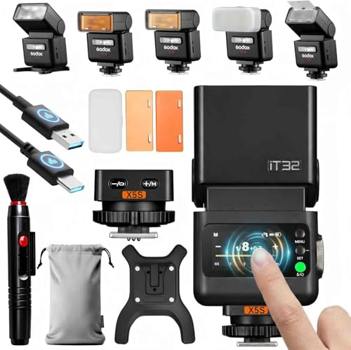 Godox iT32 TTL Mini Camera Flash with X5-S Trigger for SONY, 2.4G HSS 1/8000s, Compatible with Sony ZV-E10 a7IV a9III a6400 a6700 a7III a7CII a6000 a7C a6100 a7SIII ZV-E10 II a6500 RX10