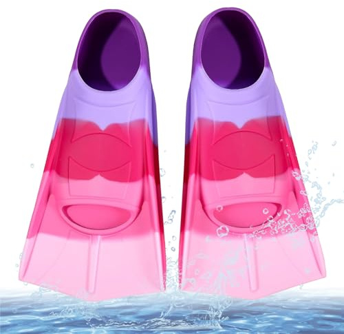 Schwimmflossen Kinder,100% Silikon Kurzflossen,Training Flossen Schwimmflossen für Kinder Erwachsene Schwimmtraining, Freiwassertraining, Schnorcheln