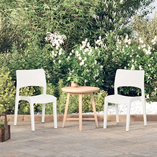 Runheo Gartenstühle 2 STK. Weiß aus Polypropylen, stapelbar, 50x51x82 cm, leichte Terrassenstühle für Balkon, Garten und Essbereich, UV-beständig