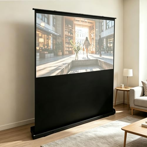 Projektorduk, rullgardinsduk med X-formade stödstänger, speciellt handtag stöder 4K och 8K ultra-HD-videor – bärbar projektionsduk justerbar höjd för camping och hemmabio (4:3)