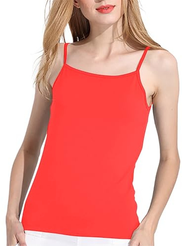 Dam Tank Top Slimmade Hängslen - Elegant Toppar För Kvinnor Ceremoni Tank Axelbandslinne Smal Smal Öppen Lätt Andningsaktiv Kurvig Passform Sommar Toppar Solid Mångsidig Basic Casual Toppar, Röd, XL