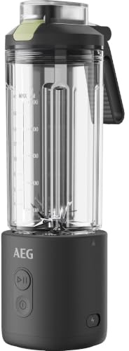 AEG Tragbarer Standmixer, auslaufsicherer 500 ml Trinkbehälter, PB4-1-2CG | Akku Smoothie Maker wiederaufladbar, kabellos, Crushed Ice, Smoothies in 30s, für Gym, Büro und Reisen, BPA frei