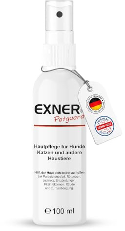 Exner Petguard Hautpflege & Fellpflege für Hunde, Katzen & andere Haustiere 100 ml – Bei Juckreiz, Hautreizungen, Haarausfall, Entzündungen, Milben, Parasiten, Räude & Pilzbefall – Dermatest SEHR GUT