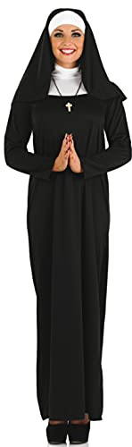 Fun Shack Nonnen Kostüm Damen, Gruseliges Halloween Kostüm Damen, M | Kleid, Nonnenhaube & Kreuzkette, Schwarz-Weißes Design, Zum Überziehen, Perfekt für Halloween, Ideal zum Verkleiden