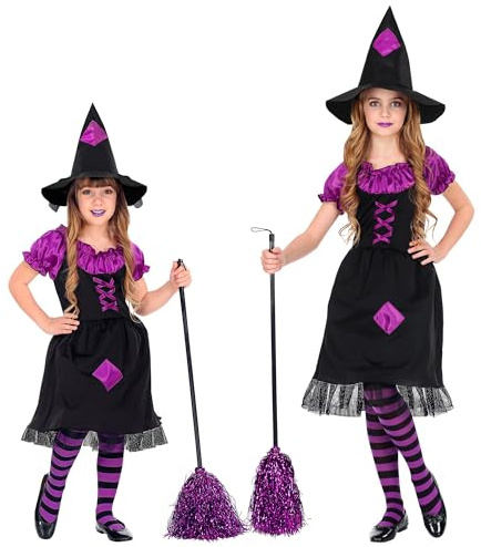 W WIDMANN MILANO Party Fashion - costume da strega per bambini, vestito, cappello da strega, fiaba, costume in maschera, Halloween