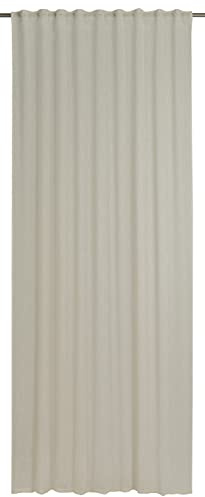 Elbersdrucke Vorhang mit verdeckten Schlaufen Liem 09 beige halbtransparent 255 x 140 cm Uni Vorhang für Wohnzimmer Schlafzimmer Flur