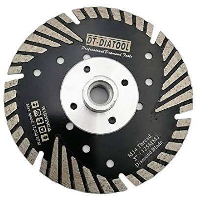 DT-DIATOOL Diamant turbo-sågblad med lutande skyddständer 5 tum/125 mm skärskiva med M14 gänga för betongplattor, granit, marmor, murverk