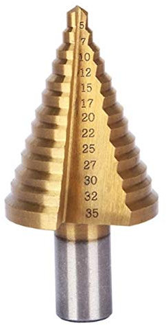 WUXUN-Bohrer 13 Schritt HSS 5-35 mm Konus Bohrer Lochschneider Bit Set geriffelte Kanten Stufenbohrer Reibahle Dreieck Schaft Holz Metall Bohren