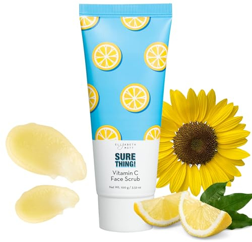 Elizabeth Mott Sure Thing Vitamin C Face Scrub – Heat Activated Exfoliating Facial Cleanser for Deep Pore Cleansing & Smoother Skin – Gentle Brightening Scrub, Vegan & Cruelty-Free Skincare, 3.52 oz