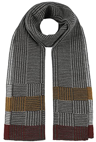 Lipodo Tricolour Herrenschal Strickschal mit Streifenmuster Mehrfarbig Voluminös Hautfreundlich Herren Herbst Winter anthrazit One Size