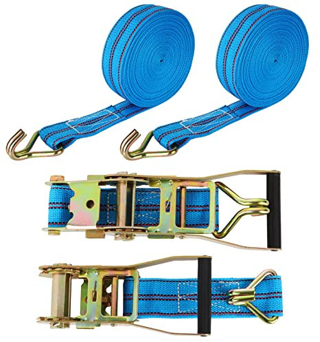 STARVAST 2 Sets Heavy Duty Ratchet Tie Down Strap, 5cm x 10m Cam Buckle Ratchet Strap, Adjustable Lashing Strap, Car Tensioning Belt, Wheel Strap with Hook for Trailer Truck – Load Capacity 6000KG