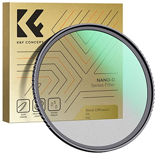 K&F CONCEPT Nano-Dazzle Filtro Black-Mist 1/4, Filtro Diffusion de Vidrio Óptico para Suavizador de Retrato Imagen y Vídeo para Objetivo 67mm