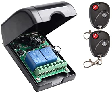 Universal Funkschalter 12v 24v Zutrittskontrolle Funkfernbedienungsschalter Fernbedienung Elektrisches Schloss Elektrisch Tor Lampen Linearantriebe DC Relais modul mit 2 Sender