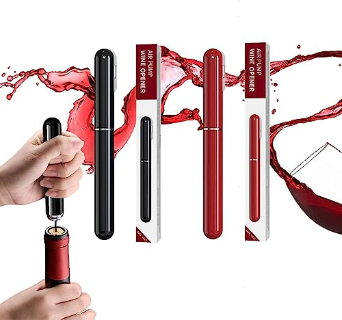 Crazy Bean Luftpumpe Weinöffner Tragbare Wein Luftdruck Flaschenöffner Korkenzieher Rotwein Weinpumpe Verbesserter Schwarz+Rot Einheitsgröße | Bieröffner Luftpumpe, Rotwein Weinpumpe, Bottle Opener Verbesserter, Geschenke für Männer Kellnermesser, Schwarz + Rot