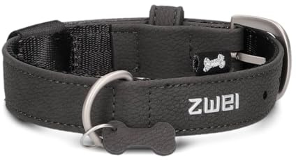 ZWEI Hundehalsband Leo LE10 aus hochwertigem Kunstleder, Elegantes Halsband verstellbar für kleine & mittelgroße Hunde mit Halsumfang von 28-38 cm, viele Farben
