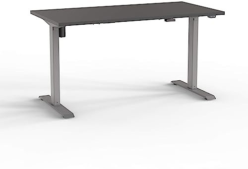 Eigentlich Schreibtisch elektrisch höhenverstellbar von 73,5-123,5 cm, Tischgestell Silber, Kufen rechteckig, Bürotisch ergonomisch, Steh-Sitz-Arbeitsplatz (Anthrazit, 160 x 80 cm)