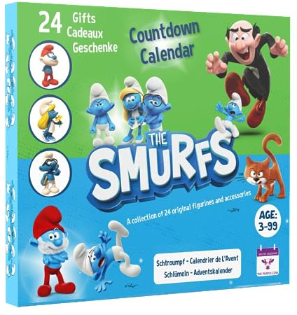 The original SMURFS Countdown Calendar Collectible Cartoon Toys for Boys and Girls, 12 Figurines + 12 SMURFY gifts! Ages 3+ 24 Pieces