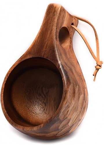 JINYOMFLY Holztasse Holztassen Kuksa, 200ml Natürlicher Holzbecher, Holz Becher Outdoor Tragbar, Trinkbecher Camping für Wandern, Freien oder als Geschenk
