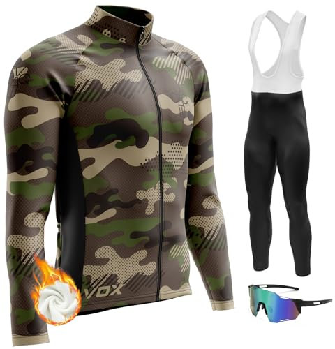 Herren Winter Fahrradanzug Thermo-Fahrradbekleidung Set Langarm Warm Jersey Fahrrad Reiten + Fahrradbrille, Typ-10, XL