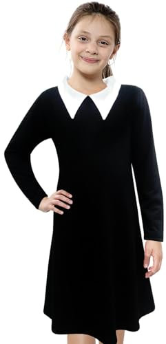 A2Z 4 Kids Girls Swing Dress Long Sleeves Collar - Swing Dress 698 Black 13