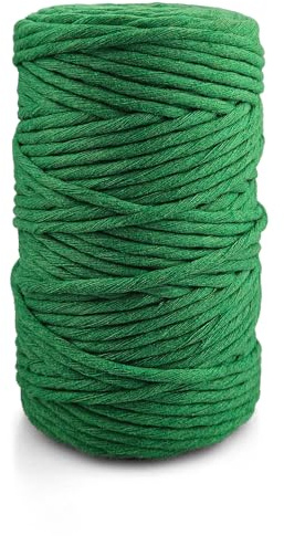 Netuno Cuerda algodón macramé Color Verde 5 mm 100 m Hilo Artesanal Suave Resistente Trenzado decoración manualidad Bricolaje hogar Arte DIY
