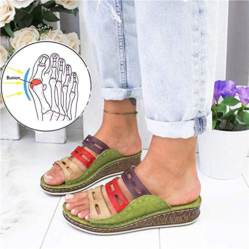 Frauen Sandalen Keile Hausschuhe Damen Pantoletten Orthopädische Sandalen Sommer Strand Flip Flop Plattform Big Toe Knochen Korrektur Schuhe Outdoor Anti Slip Clip Toe Orthopädische Bunion Correcto
