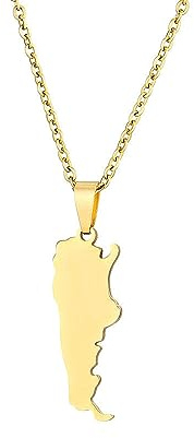 UOMSKTY Colliers Avec Pendentif Carte De L'Argentine – Femmes Et Hommes, Bijoux Tendance, Ras Du Cou Géométrique Brillant, Accessoires Ethniques Patriotiques, Nouveauté, Chaîne De Clavicule, Cadeau