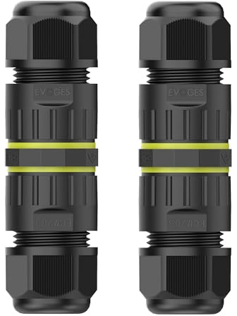 EVOGES IP68 Waterproof Outdoor Inline Cable Connector, 3 Pole, Ø5-12mm Cable Diameter, 0.5-2.5mm² Conductor, UKCA, UL, CE, TUV, RoHS Certified (2)