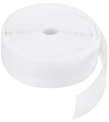 QUARKZMAN Silicone Sigillo Striscia 45mm Striscia Tenuta Silicone per Ferma Spifferi per Porte Nastro Adesivo Finestra Casa Doccia Fessure Vetro Lunghezza 15m, Bianco