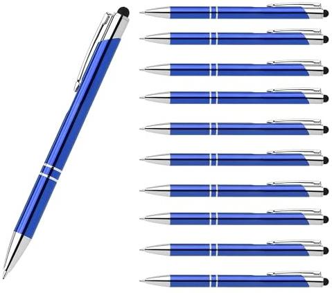 Vienberg | Premium Kugelschreiber Set (10 Stück) | Hochwertige Schreibstift für geschmeidiges Schreiben | Blau schreibende Stifte in elegantem Schwarzdesign (Blau)