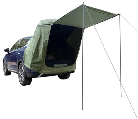 Tunnelzelte Auto-Heckzelt für den Außenbereich, Camping, Picknick, Auto-Heckzelt mit Vordach, Auto-Heckverlängerungszelt, sonnensicher, regenfest, Auto-Heckzelt Eisfischerzelt(Army Green)