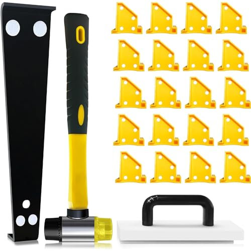 Kit d'installation de revêtement de sol stratifié avec bloc de taraudage, barre de traction double face et 20 entretoises, idéal pour planches de vinyle et différents types de sols