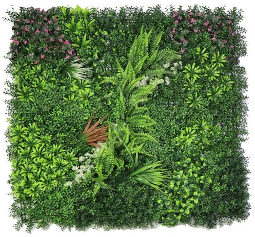 HNGKGJBL Artificial Grass Boxwood Hedges Wall Panels, 40'' x 40'' Faux Greenery Ivy Privacy Fence Screen Backdrop with UV Protection for Garden Covering Privacy, Outdoor Indoor Decor(A3 Green)