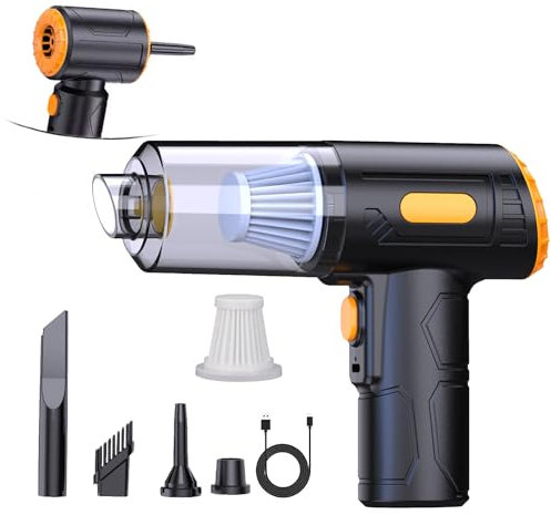 Mr.Twinklelight Handstaubsauger, 7000PA Handstaubsauger Akku Autostaubsauger Kabellos, USB aufladbar Tragbar Leicht Mini Staubsauger, 2-In-1 Staubsauger & Gebläse, für den Auto, Haus, Büro, Tierhaare