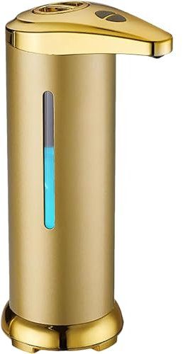 Distributeur de savon automatique sans contact IPX4 280 ml Distributeur de savon doré avec capteur infrarouge et fenêtre visuelle Distributeur de savon quantitatif alimenté par batterie en acier inoxy