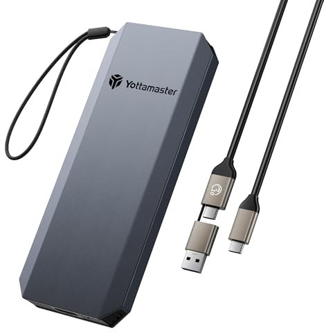 Yottamaster 512GB SSD Externo, hasta 1050MB/s, 2 en 1 Cable USB-C/A con Correa SSD Portátil Compacto Compatible con iPhone 17 Pro MAX/Smartphone/Tableta/Portátiles