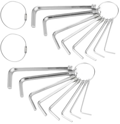Roinaid 2-Teiliges Set Inbusschlüssel Set Innensechskantschlüssel Set Imbusschlüssel Satz Klein Imbiss Schlüssel Set Innensechskant-Steckschlüsselsatz 8-Tlg und 2 Stück Drahtseil-Schlüsselring