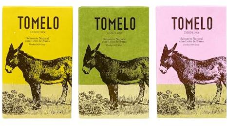 Tomelo – Seife aus Eselsmilch in 3 Varianten (je 150g) | Mandel, Olivenöl & Lavendel | Natürliche Hautpflege aus Portugal | Feuchtigkeitsspendend & beruhigend für empfindliche Haut | Naturseife